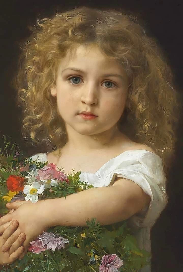 Bambina con mazzo di fiori